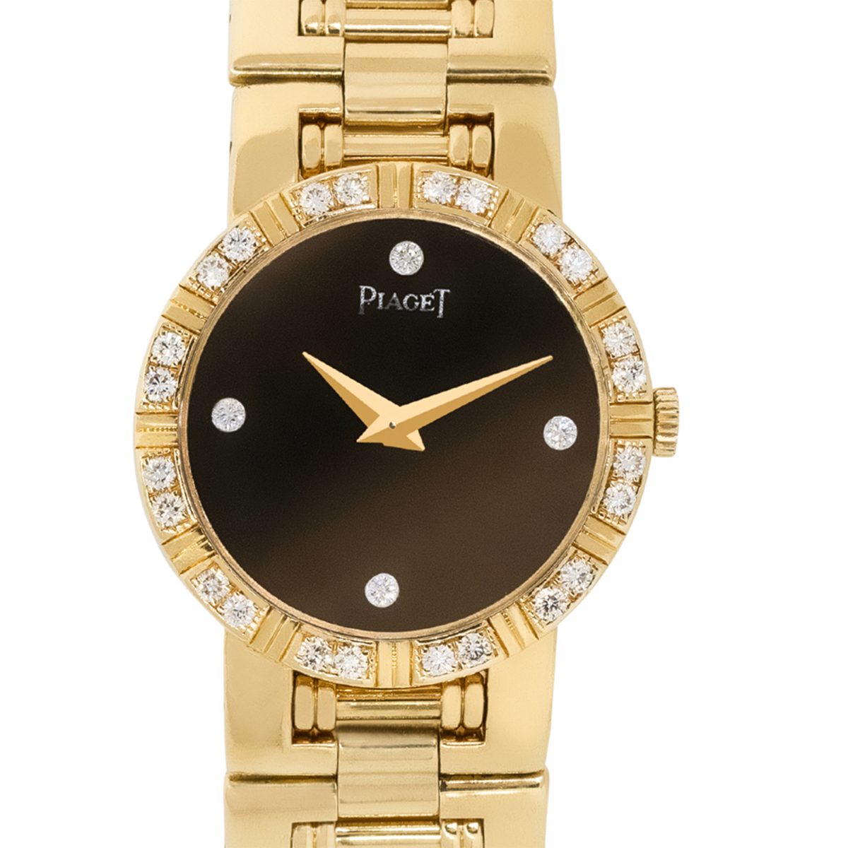 Piaget 80564 K 81 18k Yellow Gold Black Diamond Dial Ladies Watch
