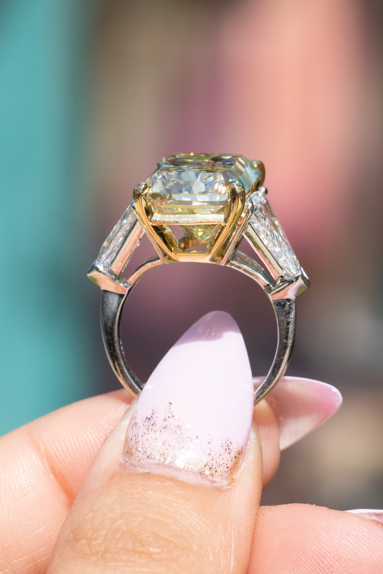 Yellow stone diamond on sale ring