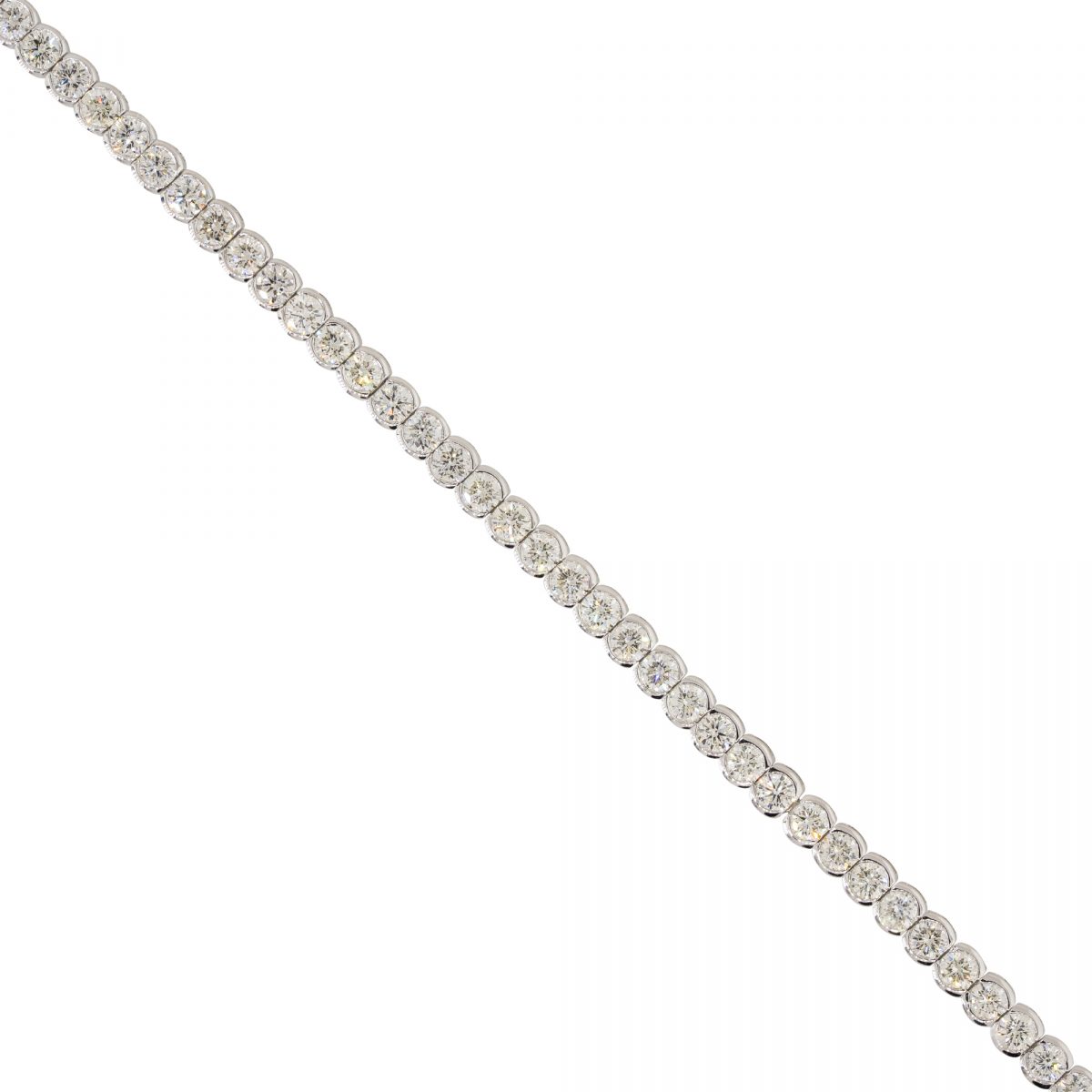 14k White Gold 3.99ctw Half Bezel Set Diamond Tennis Bracelet