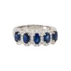 14k White Gold Oval Cut Sapphire & Diamond Halo Ring