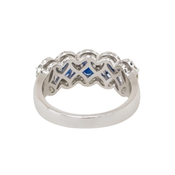14k White Gold Oval Cut Sapphire & Diamond Halo Ring
