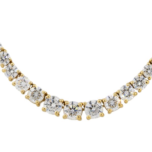 14k Yellow Gold 4.20ctw Round Brilliant Graduated Tennis Necklace