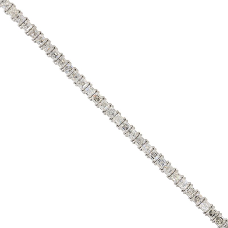 18k White Gold 9.40ctw Asscher Cut Diamond Tennis Bracelet