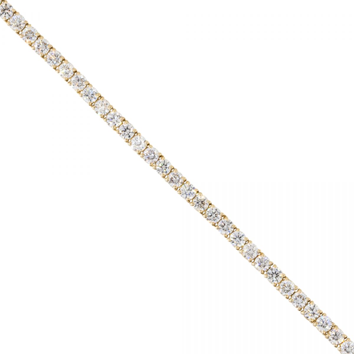14k Yellow Gold Round Cut Diamond Tennis Bracelet