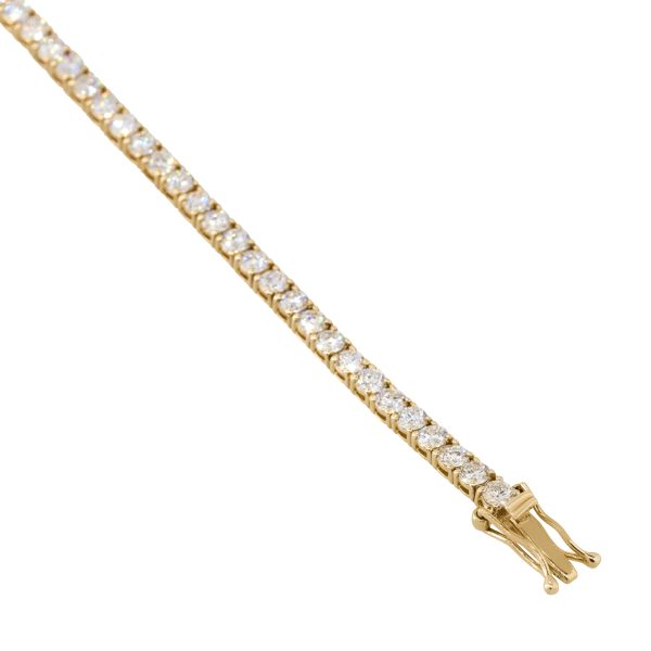 14k Yellow Gold Round Cut Diamond Tennis Bracelet