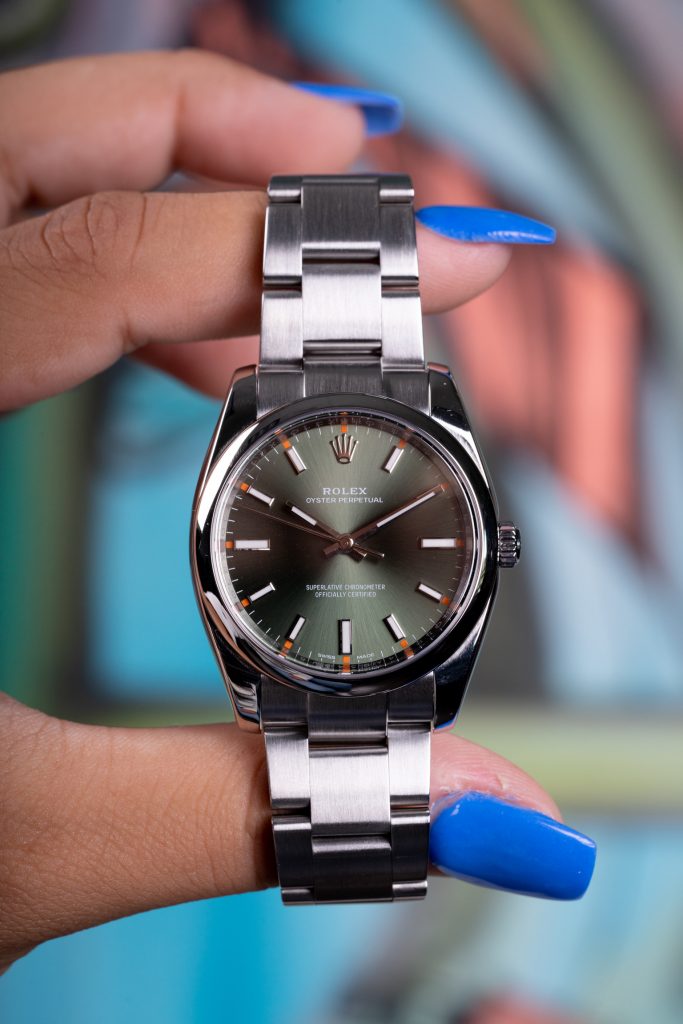 the Rolex Milgauss watch with a white dial
