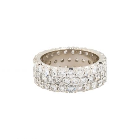 14k White Gold 2.50ctw Three Row Diamond Wide Band