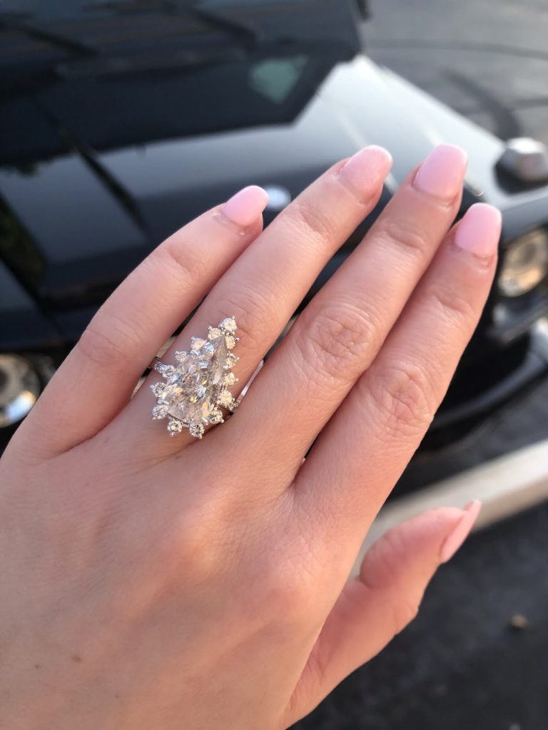 two-tone pear ring