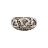 18k White Gold Champagne and White Pave Diamond Dome Ring