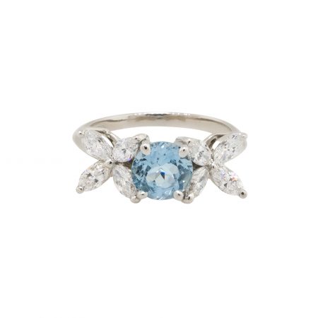 Tiffany & Co Platinium Ring with Diamond and Aquamarine