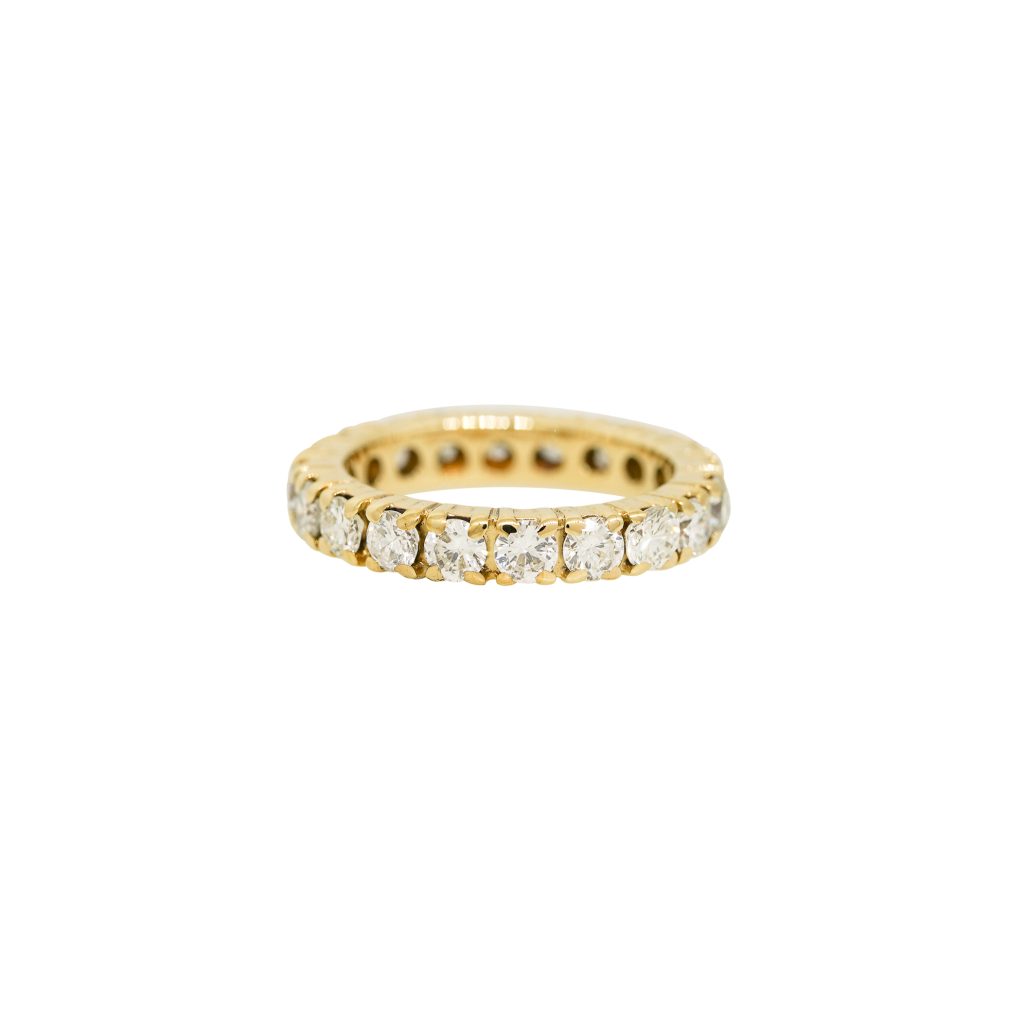 14k Yellow Gold Natural 2.0 Carat Round Brilliant Diamond Eternity Ring