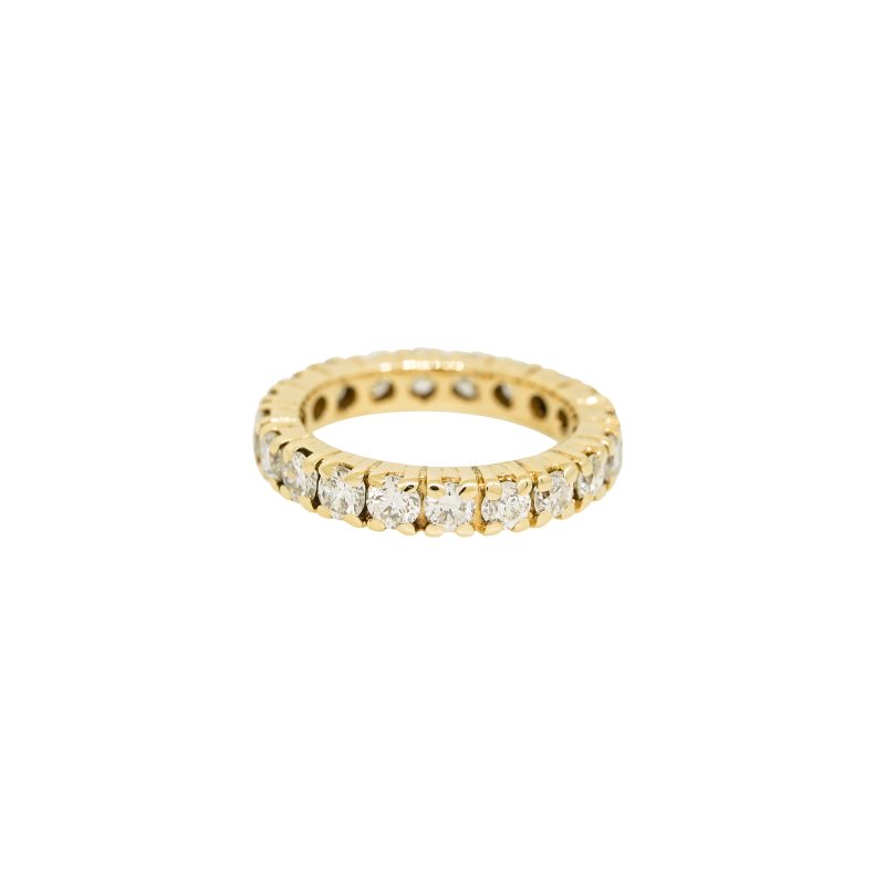 14k Yellow Gold Natural 2.0 Carat Round Brilliant Diamond Eternity Ring