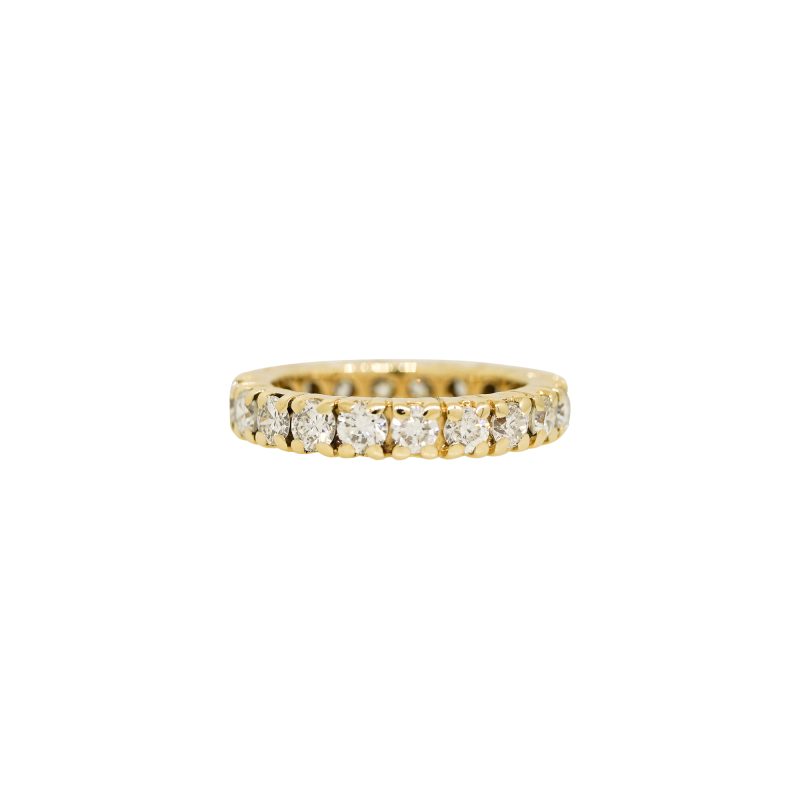 14k Yellow Gold Natural 2.0 Carat Round Brilliant Diamond Eternity Ring