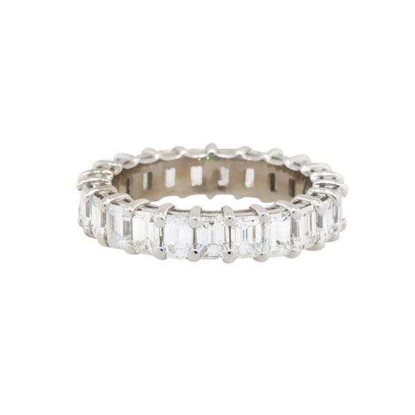 18k White Gold 4.14ctw Emerald Cut Diamond Eternity Band Ring