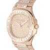 Patek Philippe Nautilus 18k Rose Gold Round & Baguette Diamond Watch - Image 4