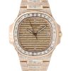 Patek Philippe Nautilus 18k Rose Gold Round & Baguette Diamond Watch