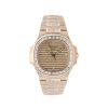 Patek Philippe Nautilus 18k Rose Gold Round & Baguette Diamond Watch - Image 3