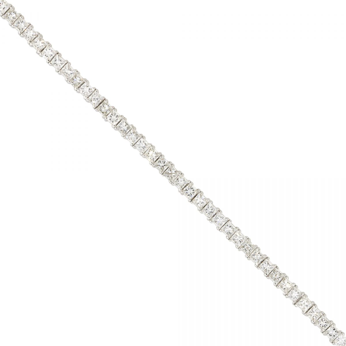 14k White Gold 5.47ctw Princess Cut Diamond Tennis 7" Bracelet