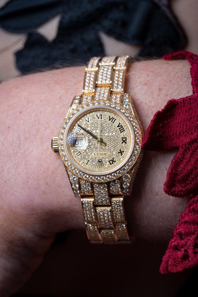 iced out Rolex lady watch
