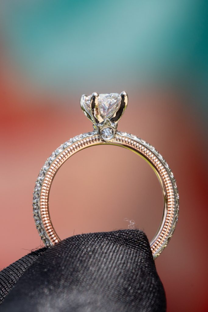 a pave setting in an engagement ring
