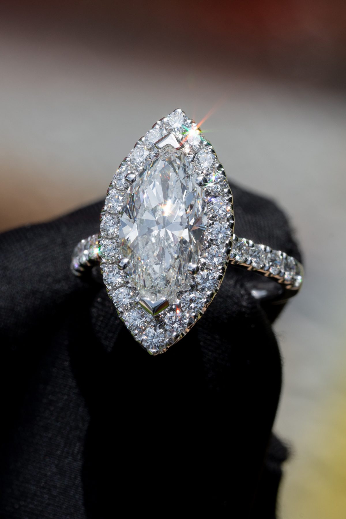 embellished marquise engagement ring