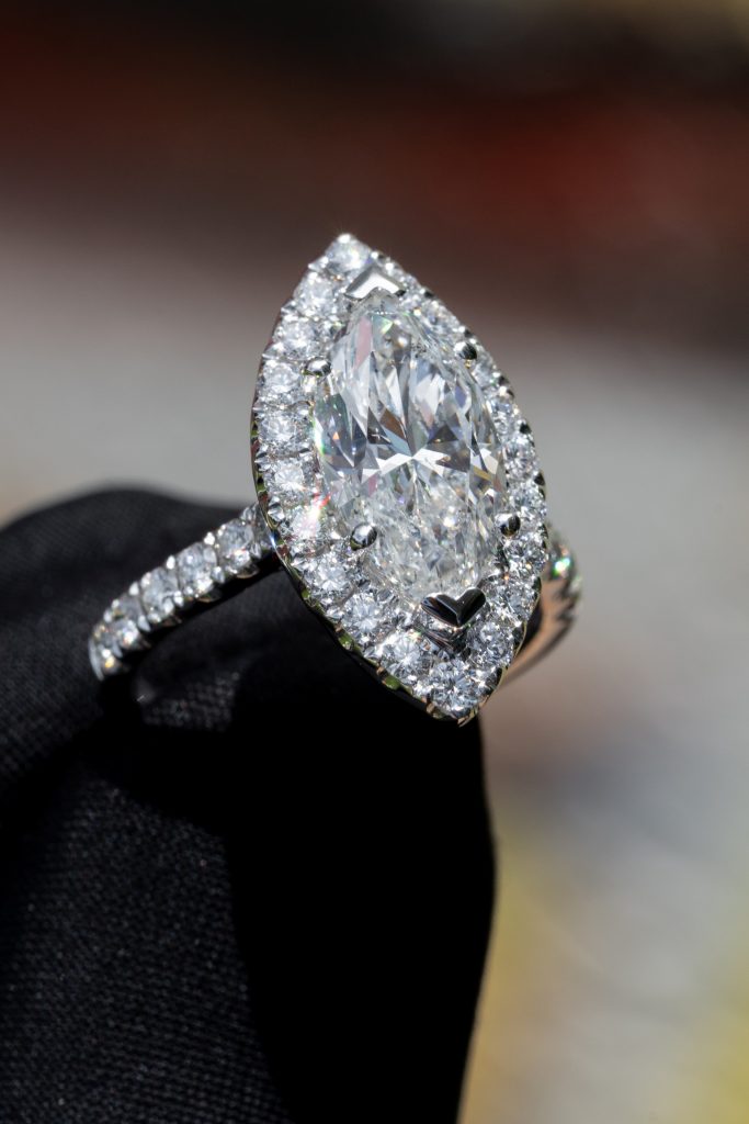 marquise diamond in an engagement ring