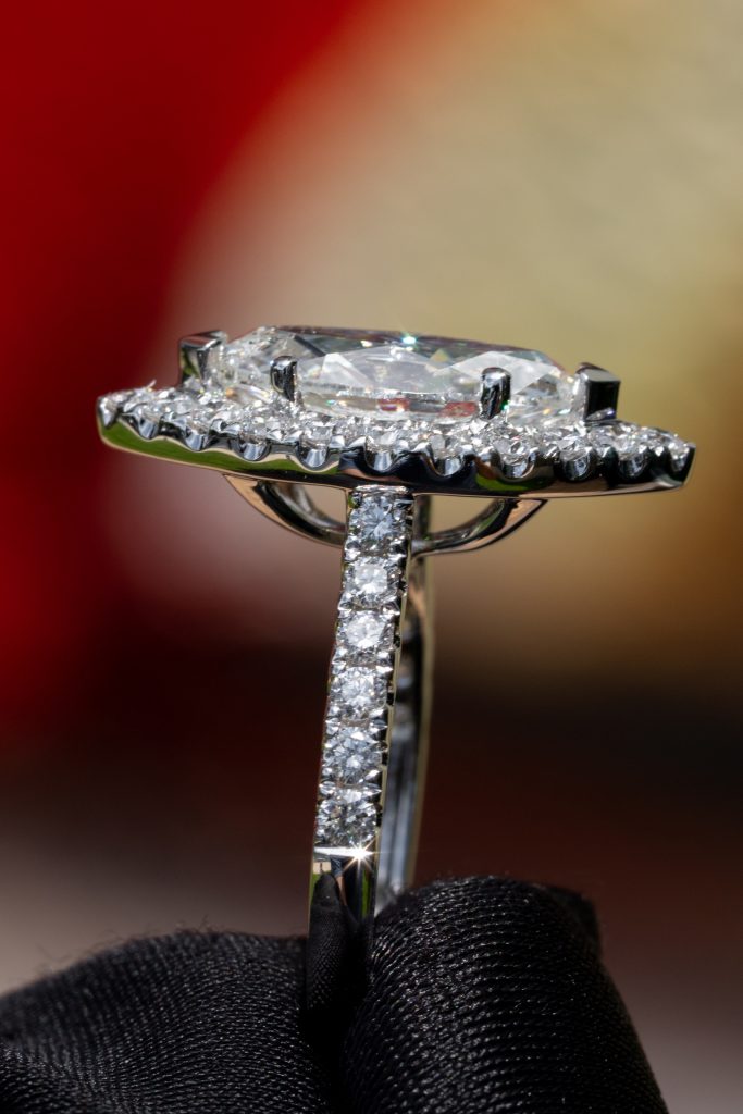 marquise diamond in an engagement ring