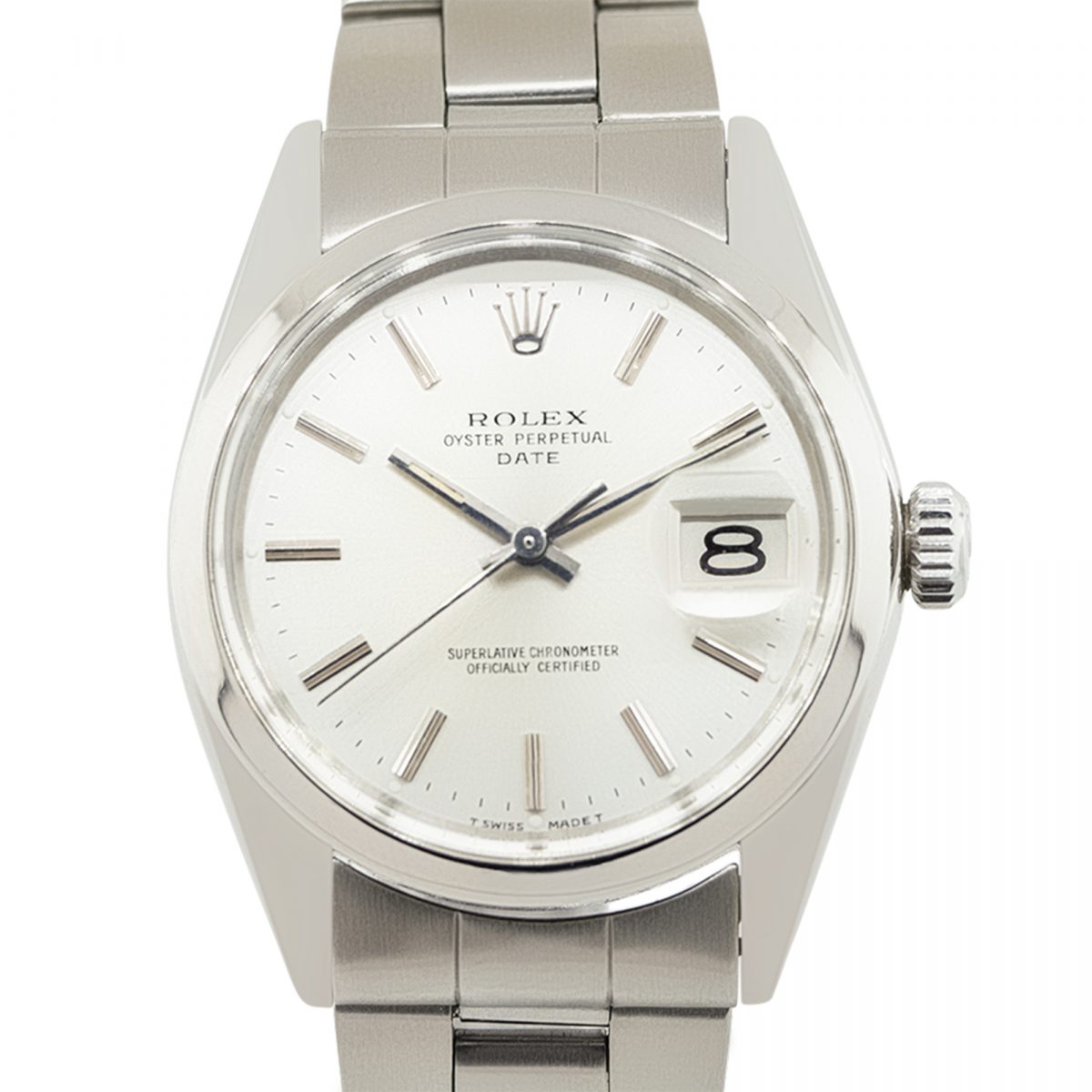 Rolex 1500 Oyster Perpetual Silver Dial With Date Stainless Steel Watch