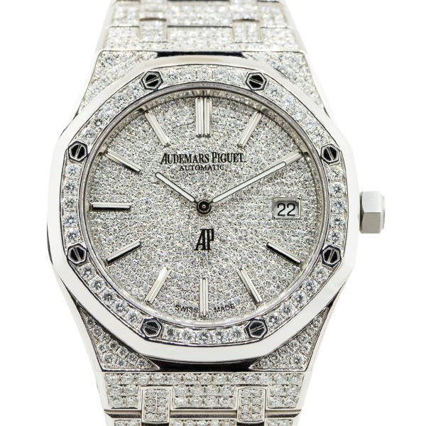 Audemars Piguet Royal Oak 18k White Gold Pave Diamond Watch