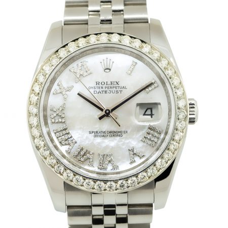 Rolex 116234 Datejust Diamond Mother of Pearl Dial Diamond Bezel Stainless Steel Watch