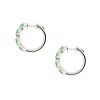 18k White Gold Emerald and Diamond Hoop Earrings