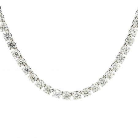 18k White Gold 27.15ctw  Diamond Tennis Necklace