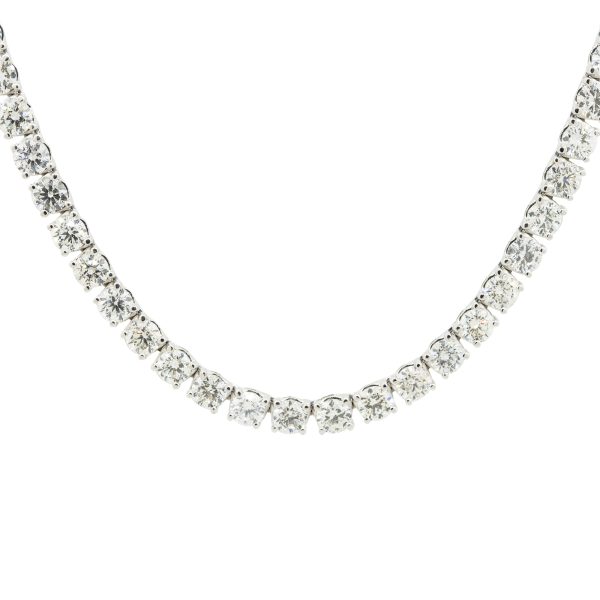 18k White Gold 27.15ctw  Diamond Tennis Necklace