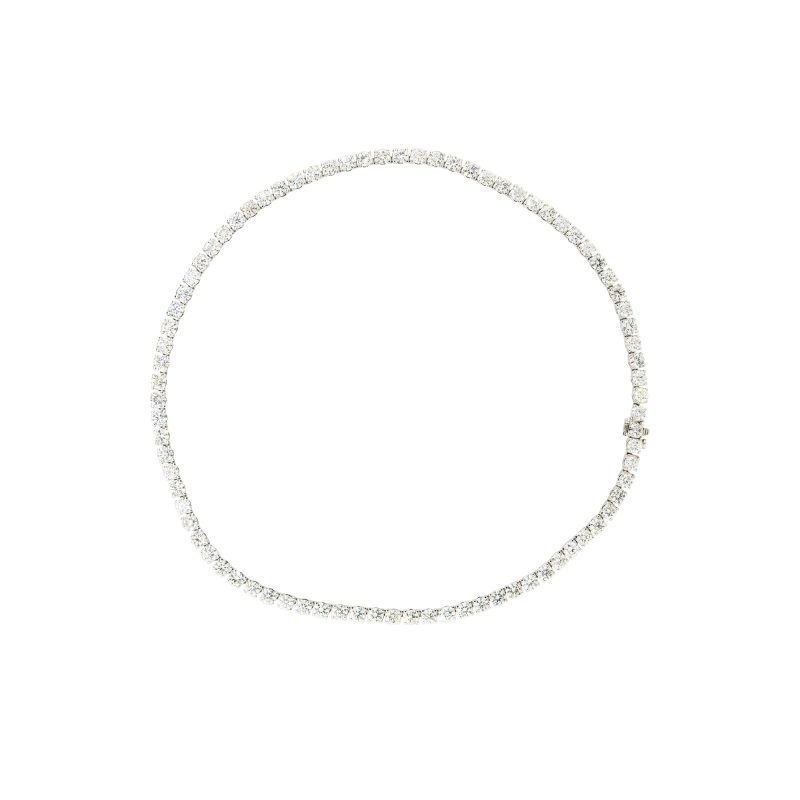 18k White Gold 27.15ctw  Diamond Tennis Necklace