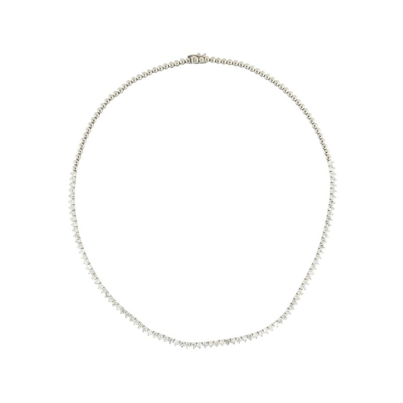 14k White Gold 7.0ctw Half-Way Diamond Tennis Necklace