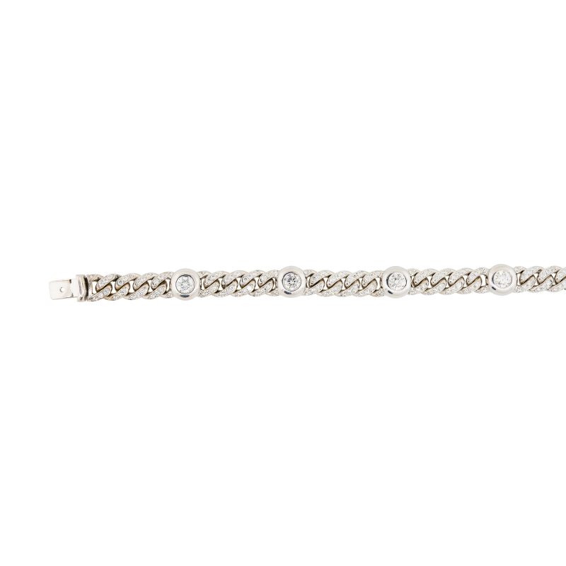 18k White Gold 5.30ctw Pave Diamond Cuban Bracelet