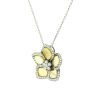 18k White Gold 6.5ctw Rough Diamond Flower Pendant Necklace
