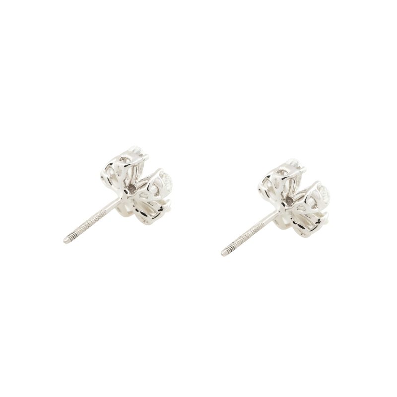 14k White Gold 3ctw Pear Shaped Diamond Flower Stud Earrings