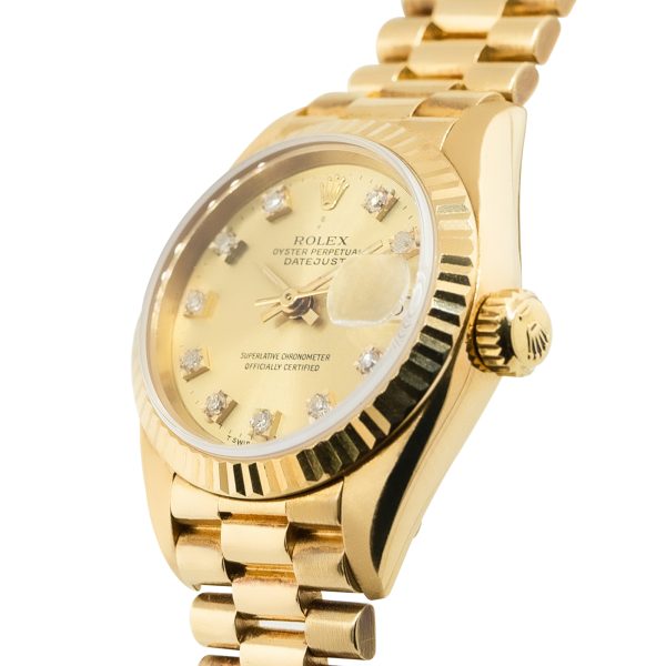 Rolex 69178 Datejust Diamond Dial 18k Yellow Gold Watch