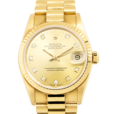 Rolex 68278 Datejust Diamond Dial 18k Yellow Gold Watch