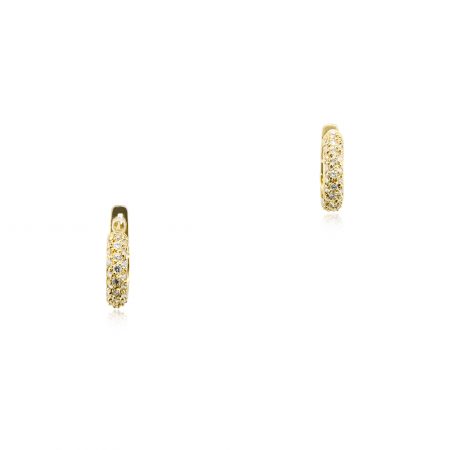 18k Yellow Gold 0.75ctw Tiny Pave Diamond Hoop Earrings