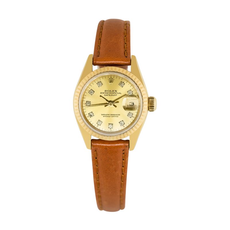 Rolex 69178 Datejust Diamond Dial Fluted Bezel 18k Yellow Gold Ladies Watch