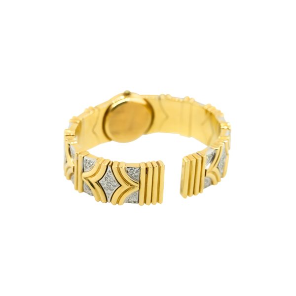 Ladies 18k Yellow Gold Pave Diamond Watch