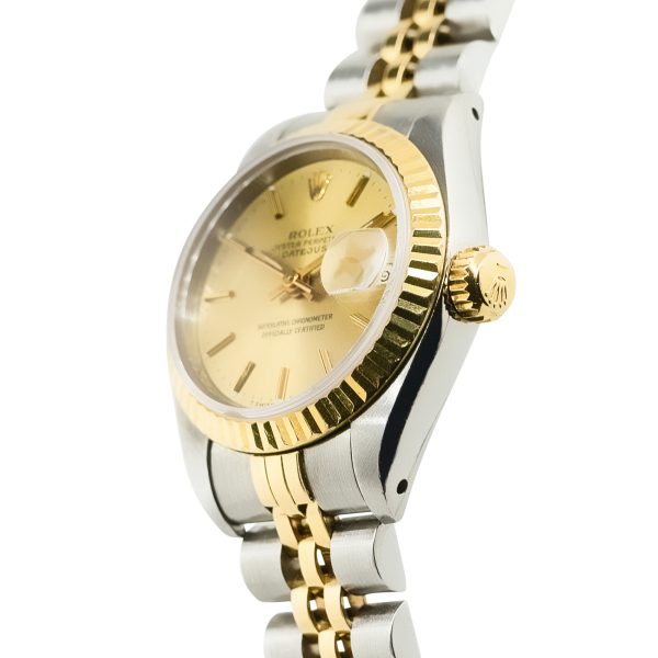 Rolex 69173 Datejust Champagne Dial Fluted Bezel Two Tone Ladies Watch