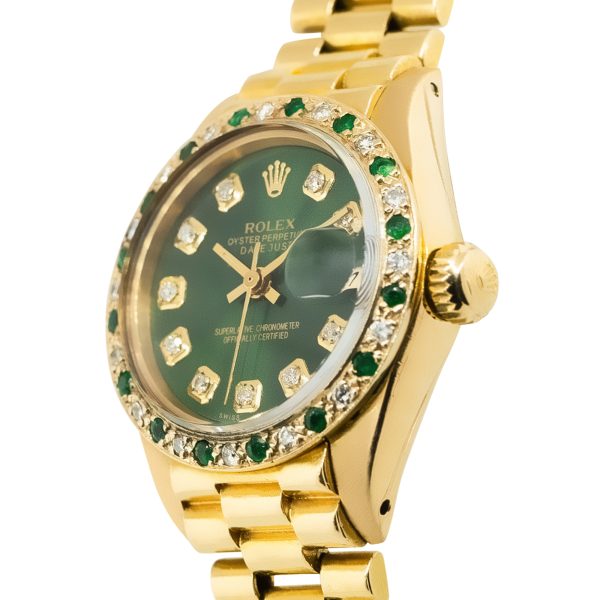 Rolex 6917 Datejust Green Diamond Dial 18k Yellow Gold Watch