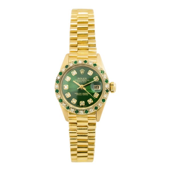 Rolex 6917 Datejust Green Diamond Dial 18k Yellow Gold Watch