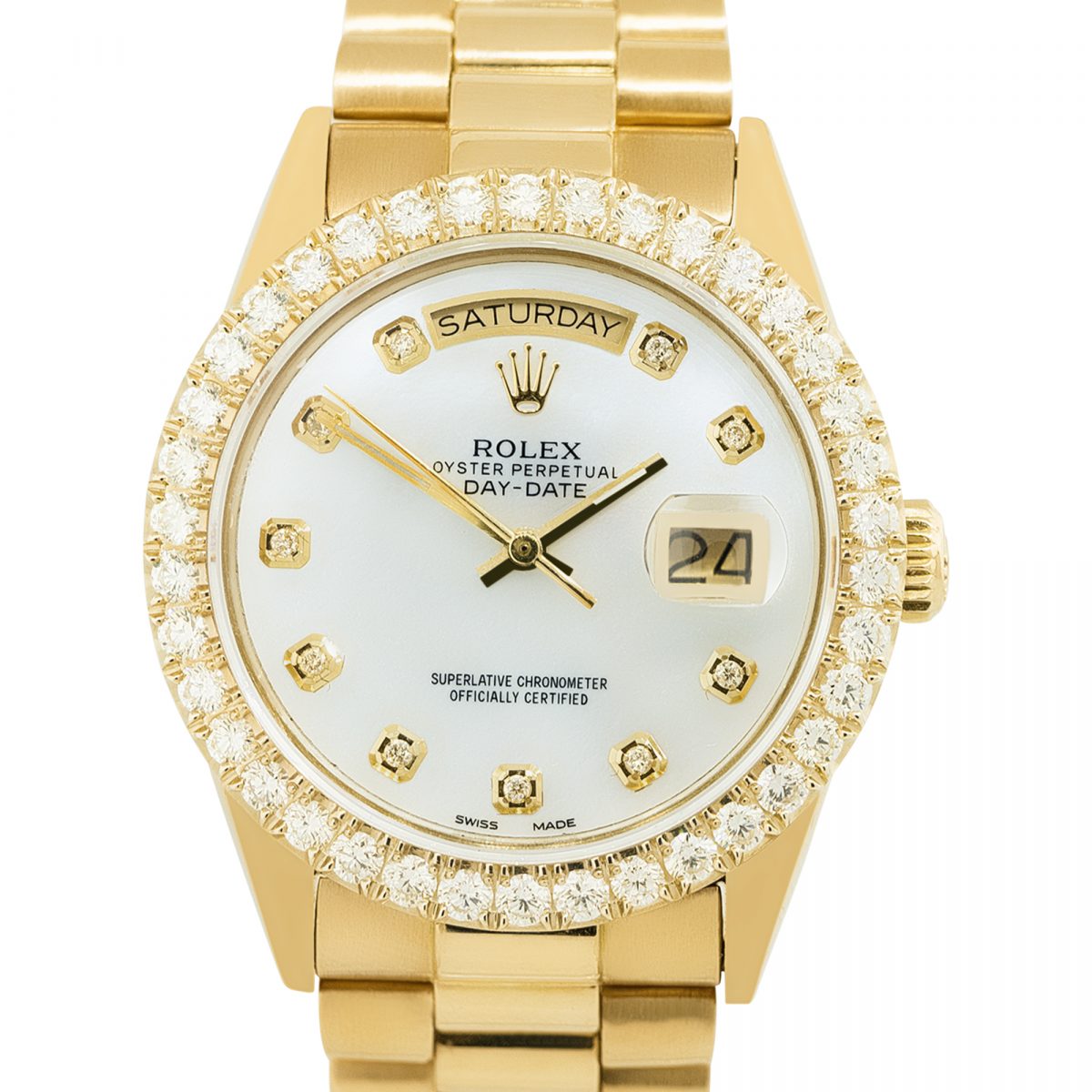 Rolex 18038 President 18k Yellow Gold Diamond Dial Watch