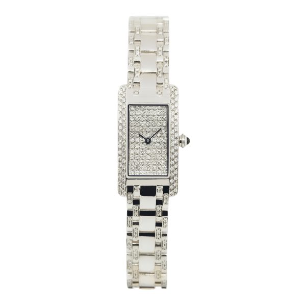 Ladies 14k White Gold Pave Diamond Watch