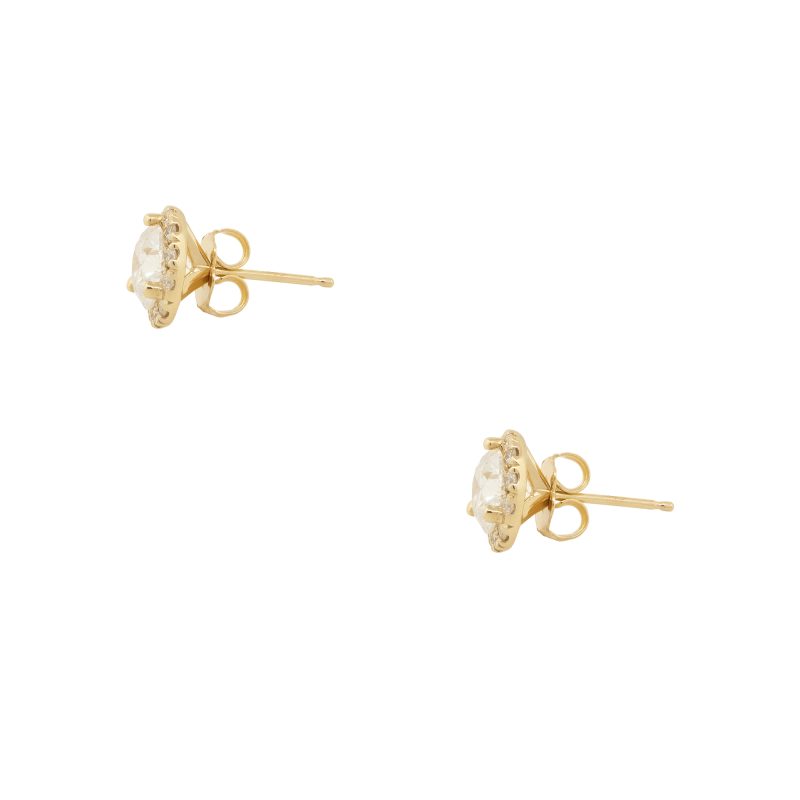 14k Yellow Gold 2.38ctw Diamond Halo Stud Earrings