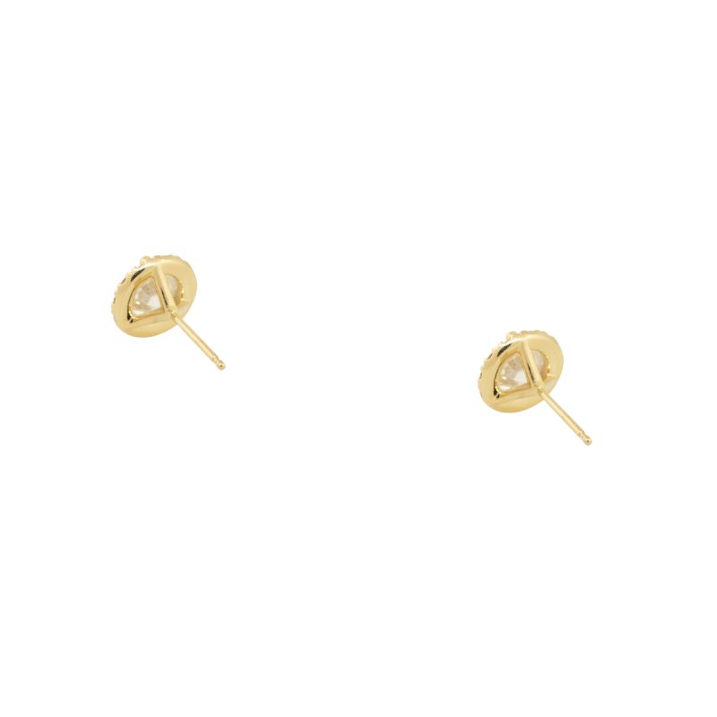 14k Yellow Gold 2.38ctw Diamond Halo Stud Earrings